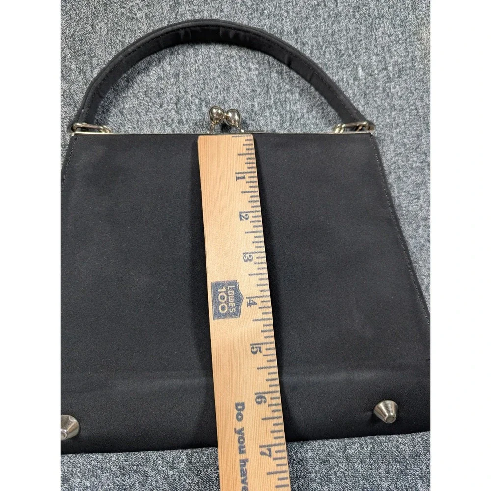 Angela Frascone Floral Tulip Kiss Lock Frame Bag Black Watercolor Top Handle